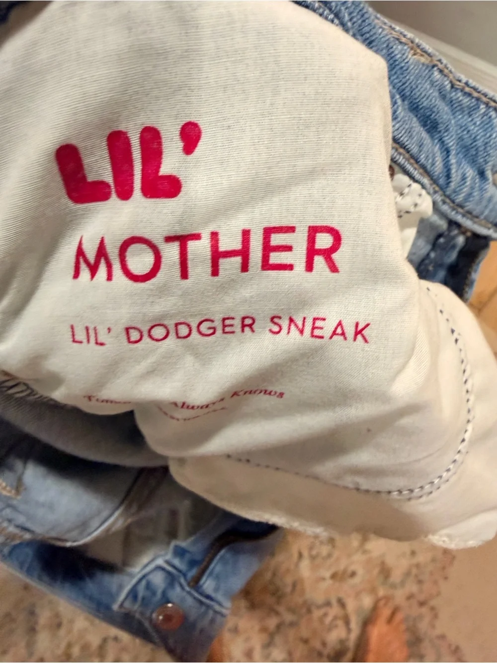 MOTHER Light Blue Distressed Wide-Leg Jeans Lil’ Dodger Sneak - Picture 6 of 7